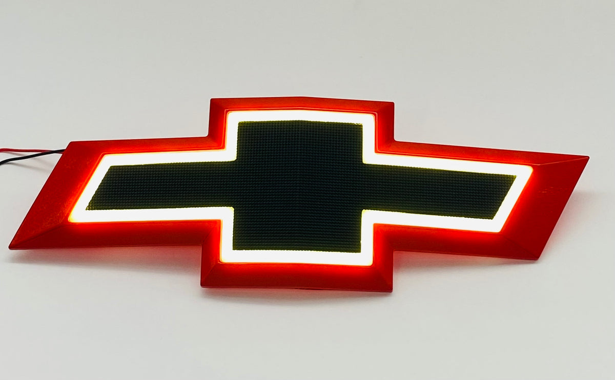 LED front grille bowtie emblem for Chevy Tahoe Suburban 2015-2020, red with black center, lit