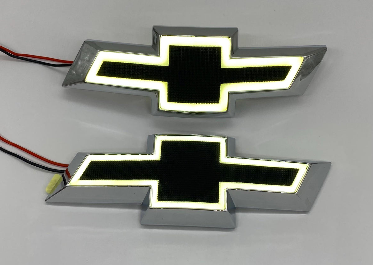 White LED Lighted Front & Rear Bowtie Emblem Set for Chevy Camaro 2014-2023