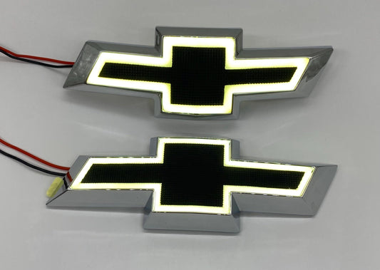 White LED Lighted Front & Rear Bowtie Emblem Set for Chevy Camaro 2014-2023