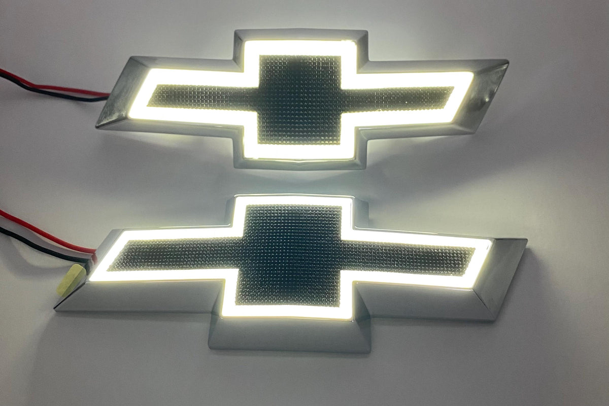 White LED Lighted Front & Rear Bowtie Emblem Set for Chevy Camaro 2014-2023