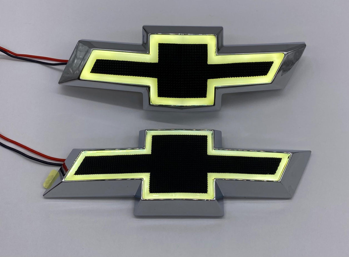 White LED Lighted Front & Rear Bowtie Emblem Set for Chevy Camaro 2014-2023