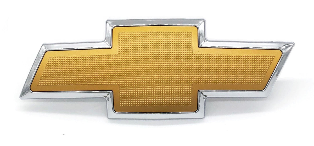 Rear tailgate bowtie emblem, chrome with gold center